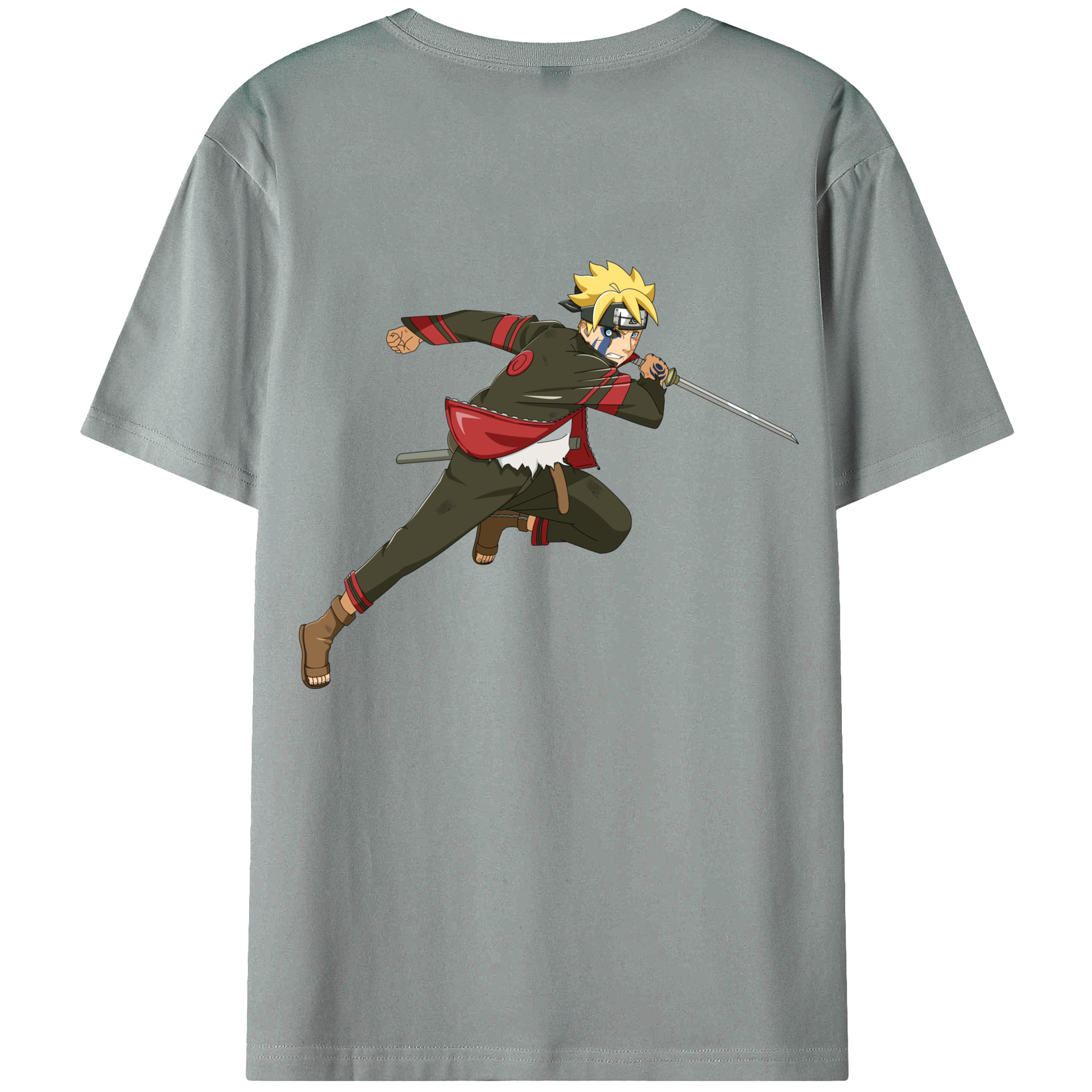 （画像用） NARUTO -ナルト- うずまき ボルト Uzumaki Boruto 綿100％ メンズ半袖Tシャツ（バックプリント） 通気性